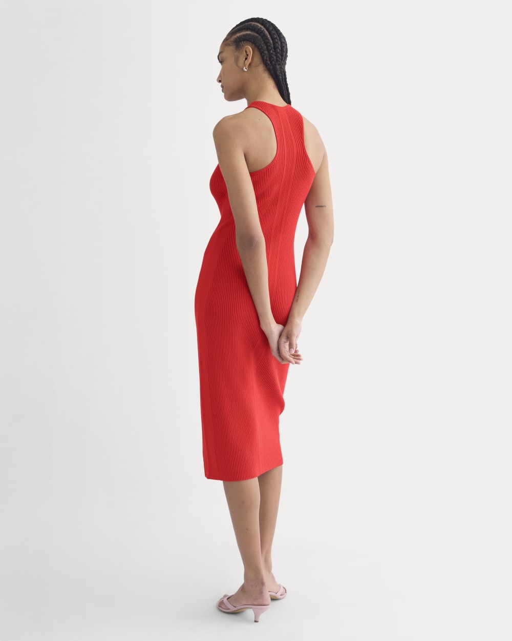 Cutaway Ribbed Midi Dress | Fiery Red - Image 7