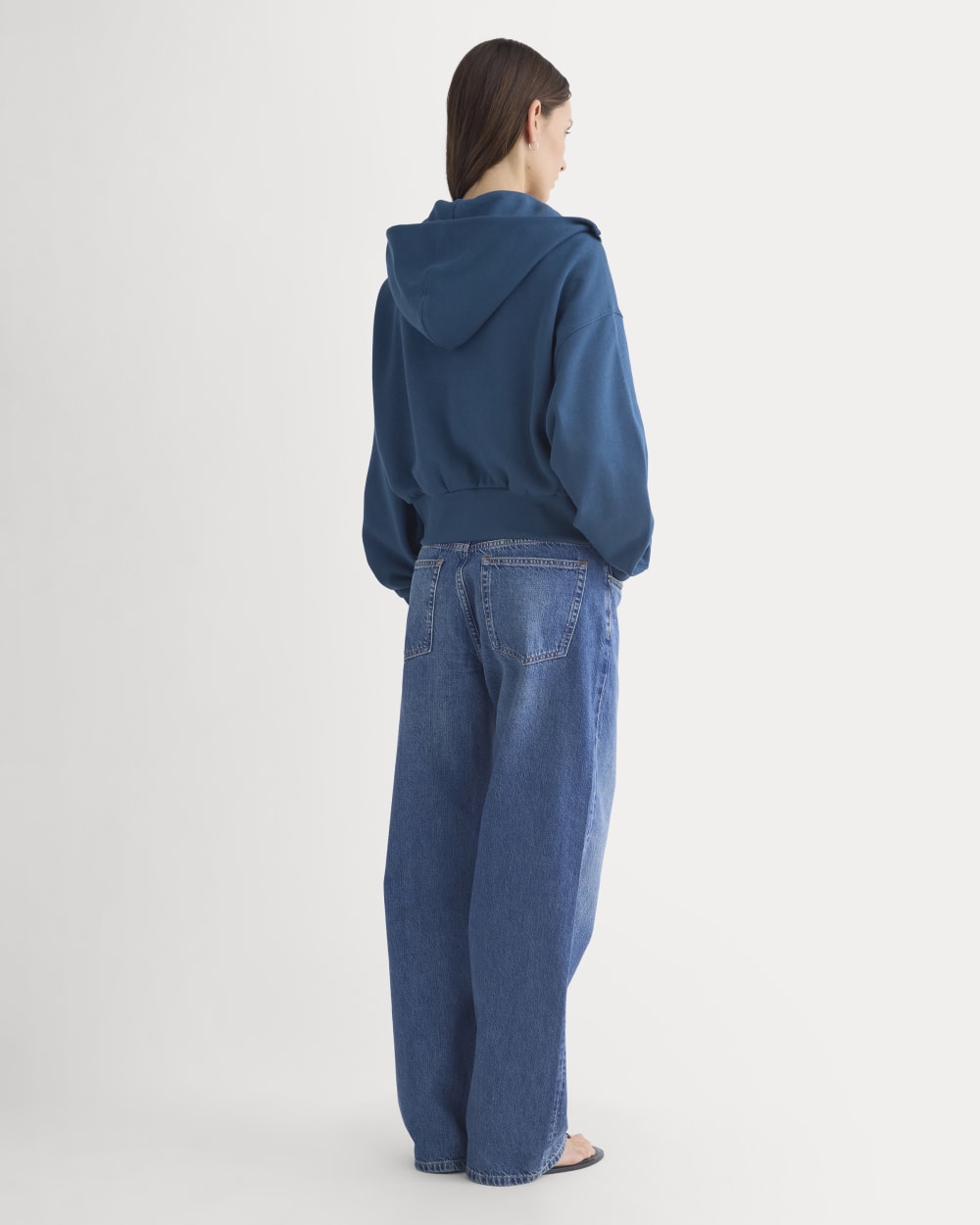 Lightweight Terry Cropped Full-Zip | Blue Wing Teal - Image 5
