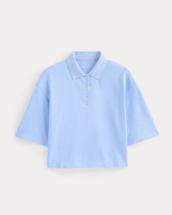Alternative view of Pique Boxy Polo | Open Air Blue
