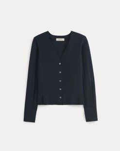Alternative view of The V-Neck Blouse in Washable Silk | Navy