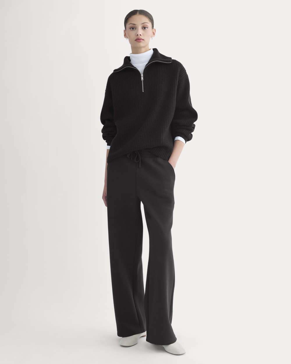 The Half-Zip Sweater in Luxe Merino | Black - Image 3