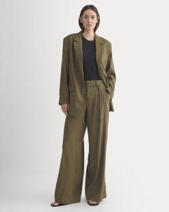 Wide-Leg Belted Pant in Stretch Linen | Beech | Regular