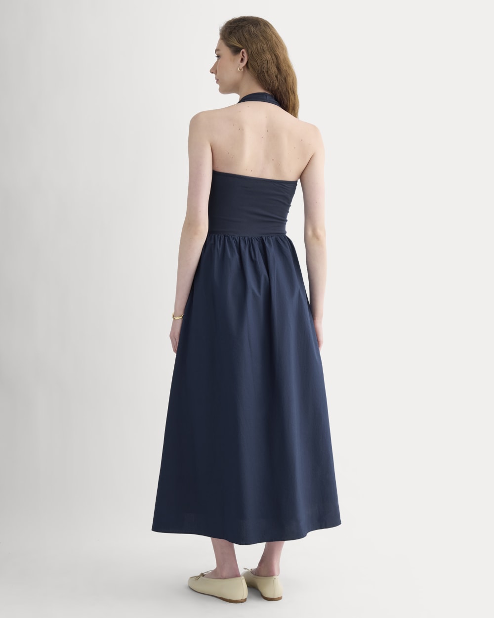 Halter Dress in Ultrasoft Cotton | Navy - Image 4