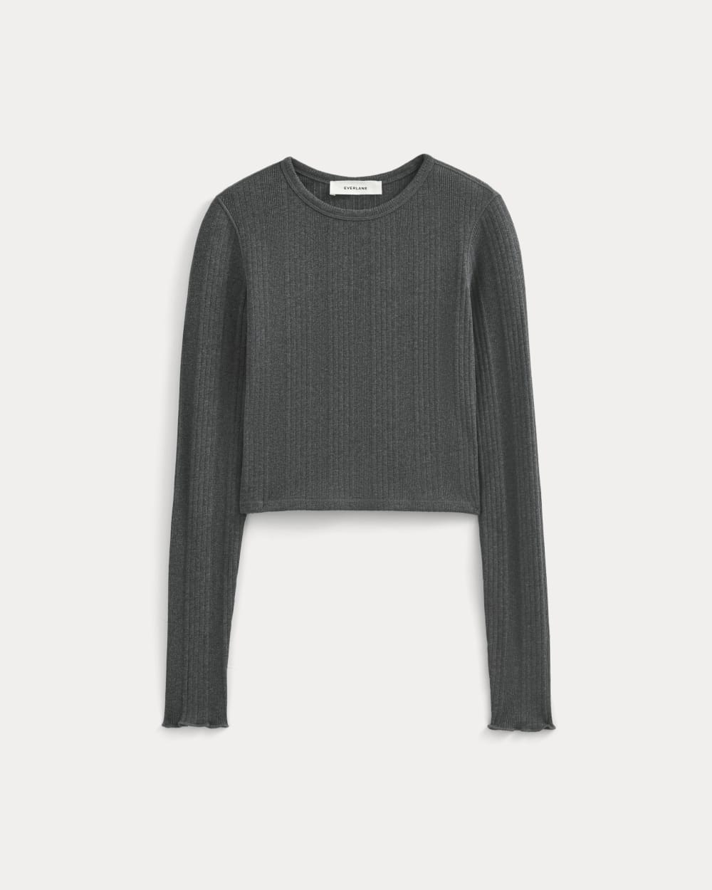 Lounge Rib Cropped Shirt | Heathered Soot - Image 2