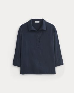 Alternative view of Popover Shirt in Linen | Navy