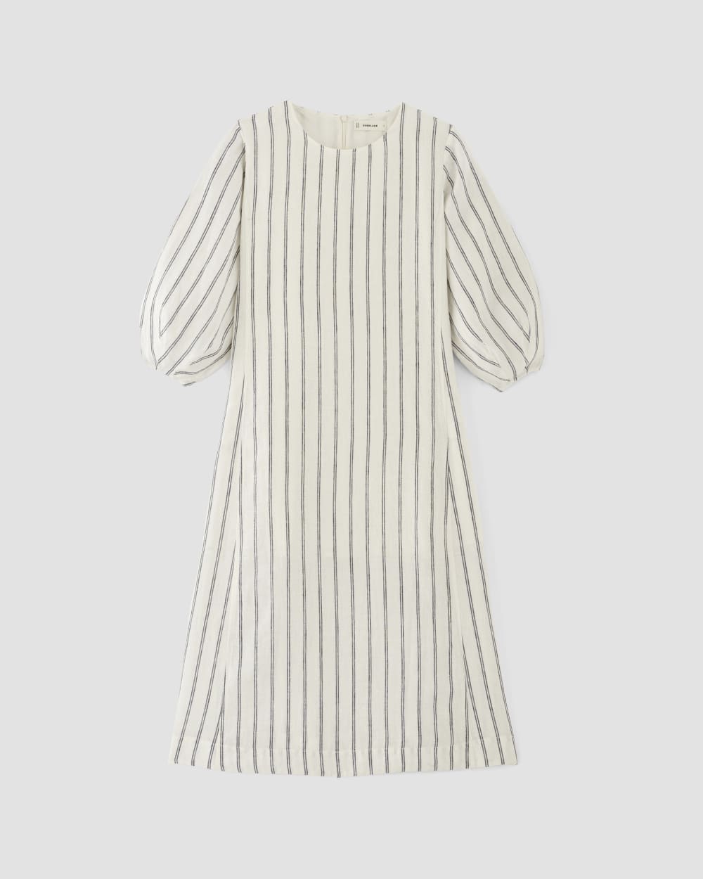 The Linen A-Line Midi Dress | Bone/Navy - Image 2