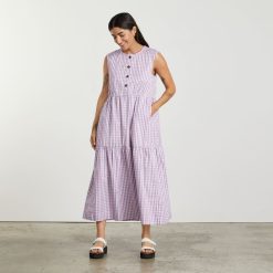 Alternative view of The Tiered Midi Dress | Orchid Gingham