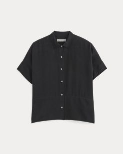Alternative view of The Boxy Shirt in Washable Silk | Black