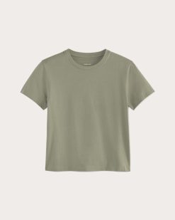 Alternative view of The Box-Cut Tee in Essential Cotton | Sage Green | No Pocket