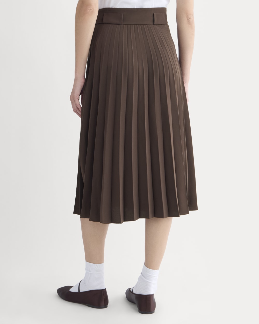 Pleated Crepe Midi Skirt | Dark Chocolate - Image 3