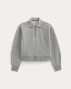 Alternative view of Luxe Fleece Zip Polo | Vintage Heather Grey