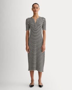 The Rib-Knit Henley Dress | Bone / Black