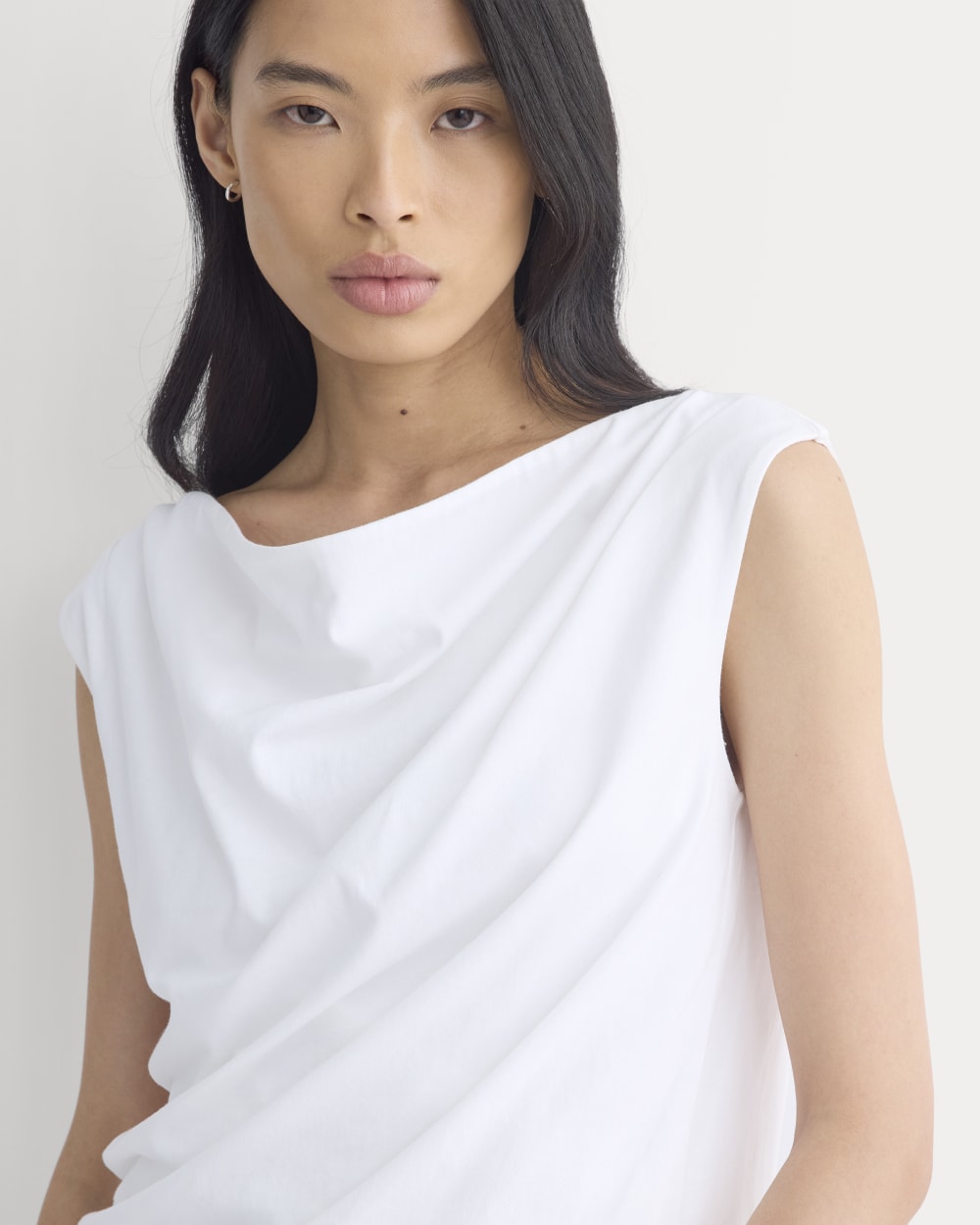 Boatneck Twisted Top in Essential Cotton | White - Image 3