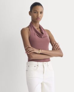 Halter Cowlneck Top in Butterknit | Washed Henna