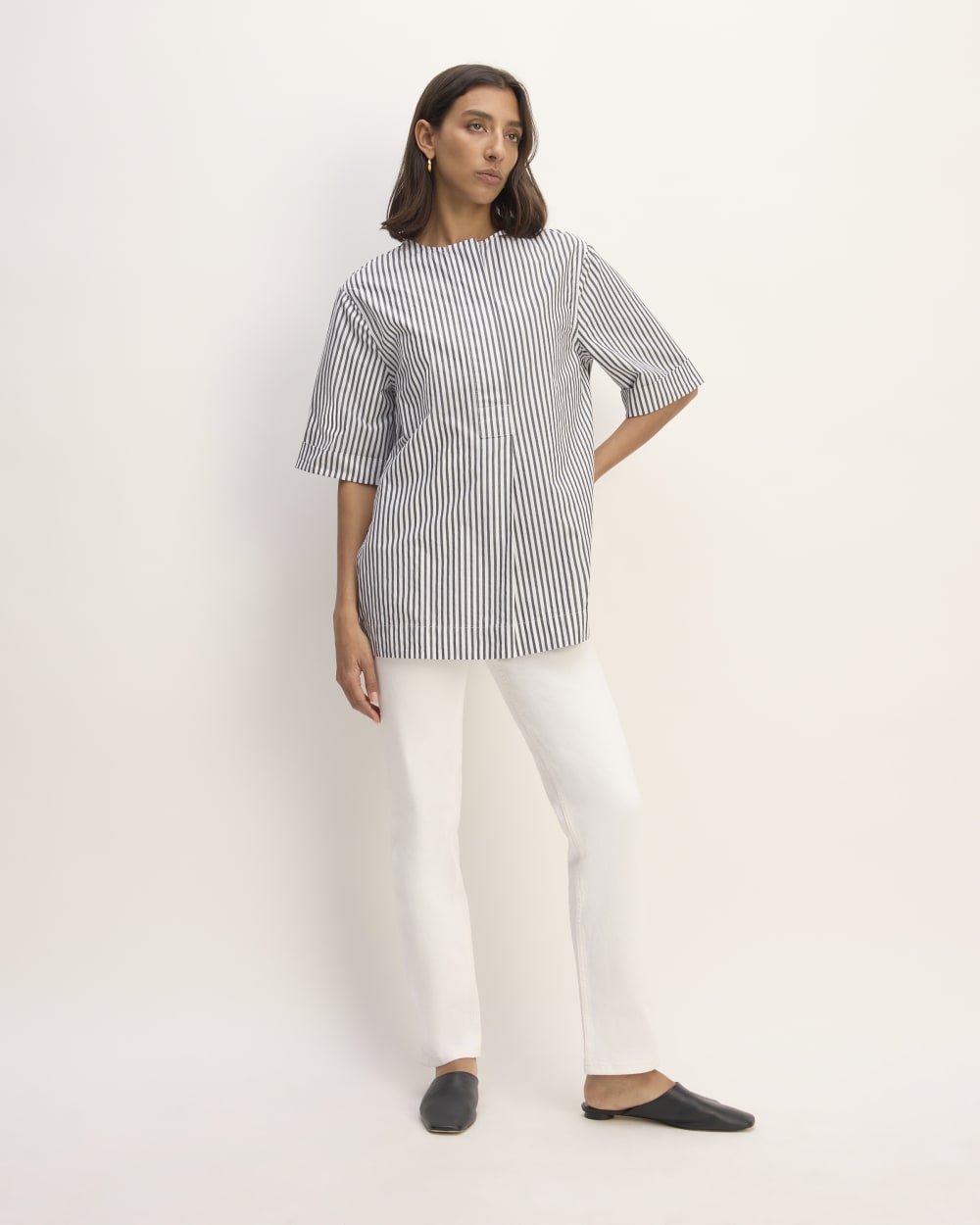 The Supima® Cotton Tunic | Optic White / Black - Image 3