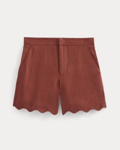 Alternative view of Scalloped Edge Short in Linen | Henna Red