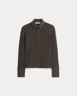 Alternative view of Cozy Rib Button-Up | Coffee Bean