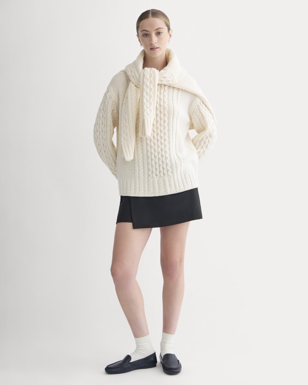 Cable Sweater in Luxe Merino | Bone - Image 3