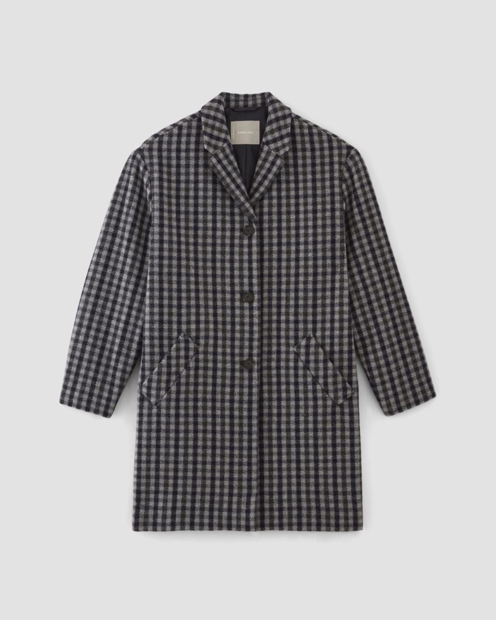 The Italian ReWool® Cocoon Coat | Grey / Charcoal / Navy Check - Image 2