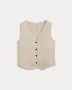 Alternative view of The Vest in Stretch Linen | Birch