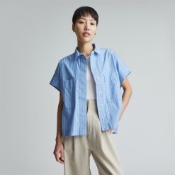 The Short-Sleeve Box Shirt | Mariner Blue / White