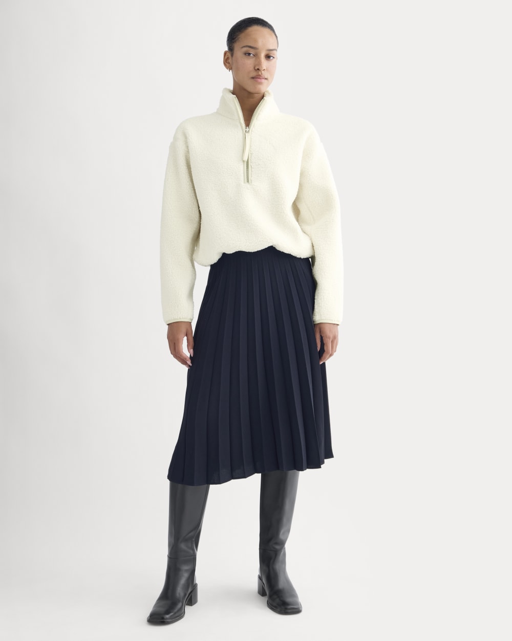 Reversible Teddy Half-Zip Pullover | Bone/Birch - Image 3