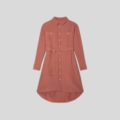 Alternative view of The City Stripe Draped Shirt Dress | Redwood