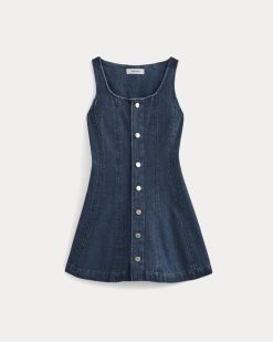 Alternative view of Denim Button-Front Mini Dress | Dark Indigo