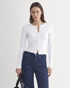 Cardigan in Pointelle | White