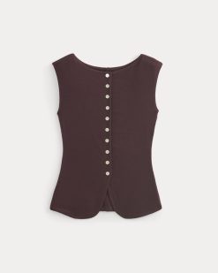 Alternative view of Sleeveless Button-Up in Butterluxe | Deep Plum