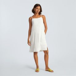 Alternative view of The Linen Apron Dress | White