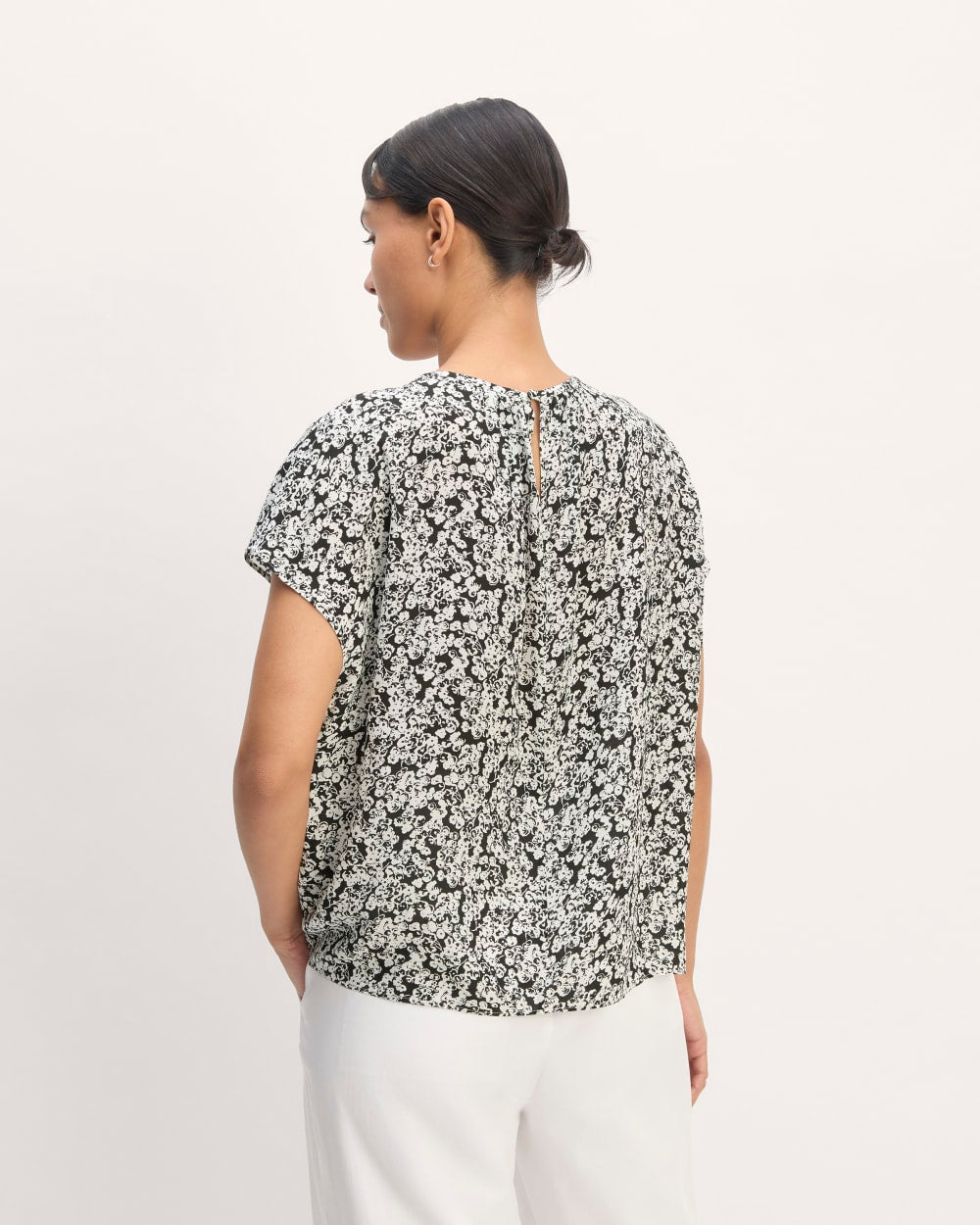 The Gathered Neck Top | Black / Bone Mini Floral - Image 6