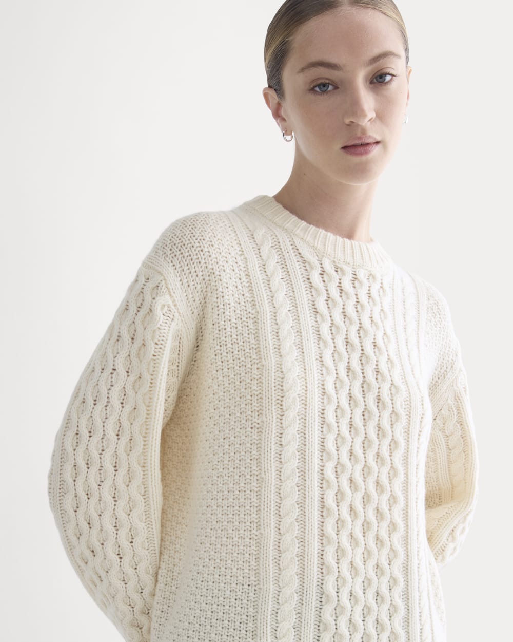 Cable Sweater in Luxe Merino | Bone - Image 4