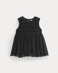 Alternative view of Twisted Pleat Tank in Silk Georgette | Black