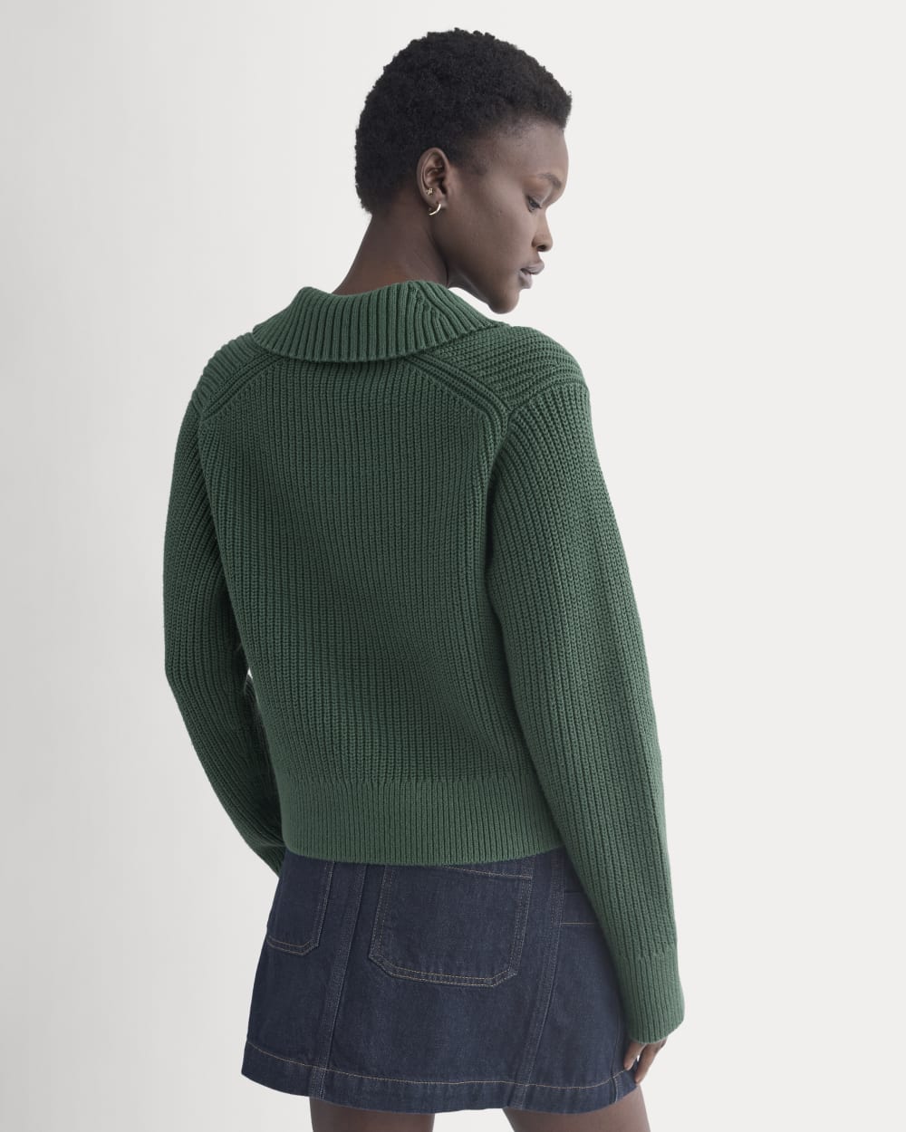 Shrunken Cardigan in Everyday Cotton | Hunter Green - Image 5