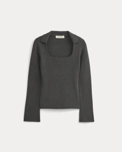 Alternative view of Knit Scoop-Neck Top | Heathered Soot