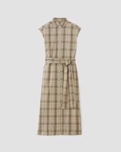 Alternative view of The Supima® Cotton Short-Sleeve Shirt Dress | Pale Khaki Plaid