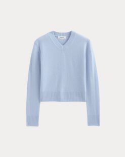Alternative view of Cashmere Cropped High-V Sweater | Open Air Blue