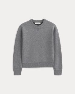 Alternative view of Double Knit Crew in Cotton Merino | Mid Grey/Graphite