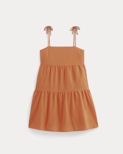 Alternative view of The Gauze Mini Tiered Dress | Soft Orange