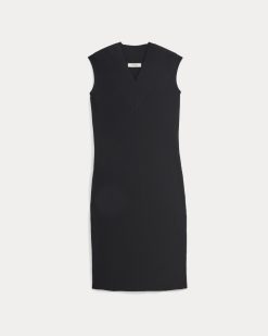 Alternative view of Relaxed V-Neck Midi Sweater Dress in Cotton Merino | Black