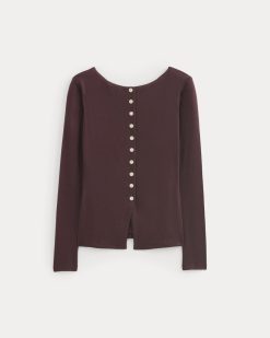Alternative view of Button-Up Top in Butterluxe | Deep Plum