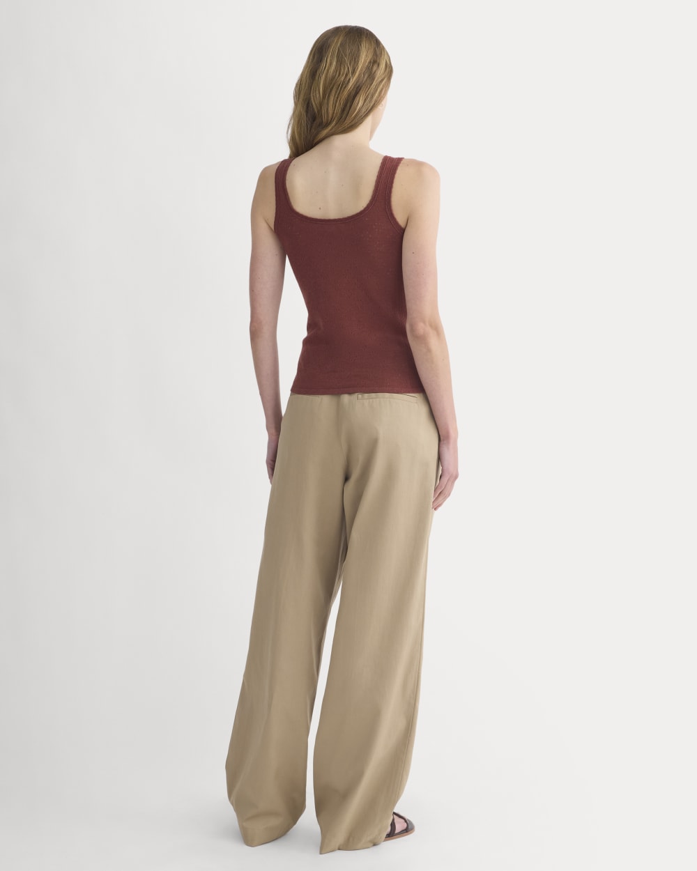 Lace-Trimmed Tank in Fine Linen | Henna Red - Image 5