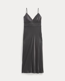 Alternative view of Bias Cut Slip Dress in Silk Charmeuse | Graphite