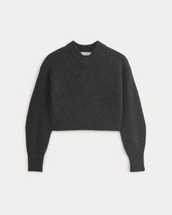 Alternative view of Cropped Cocoon Sweater in Alpaca | Heathered Black