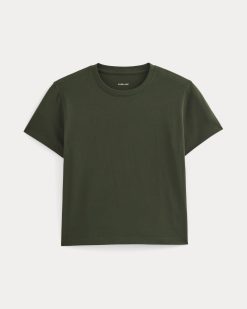 Alternative view of The Box-Cut Tee in Essential Cotton | Dark Green | No Pocket