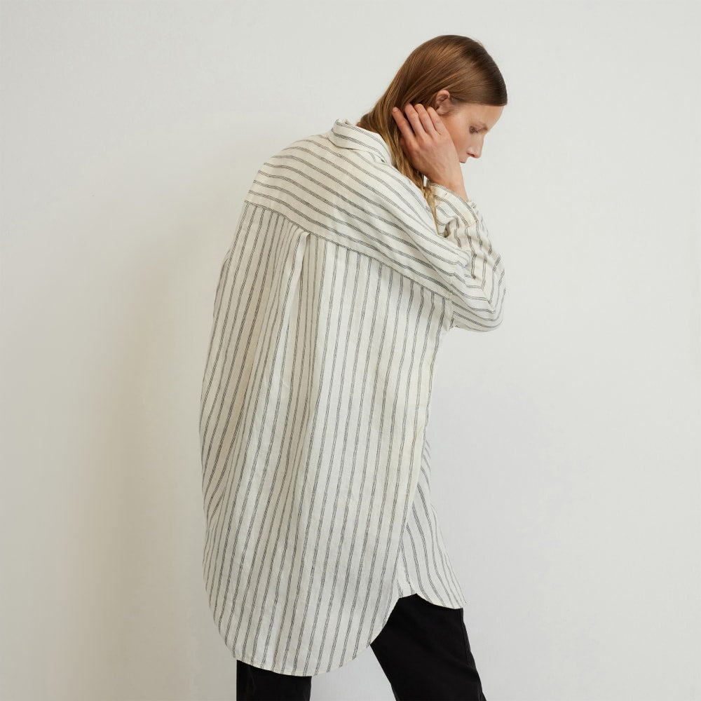 The Way-Long Linen Shirt | Black / Canvas Tan - Image 3