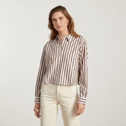 Alternative view of The Way-Short Shirt in Silky Cotton | Espresso / White