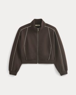 Alternative view of Luxe Fleece Track Jacket | Dark Chocolate