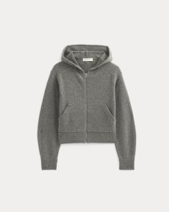 Alternative view of Full-Zip Hoodie in Wool Cashmere | Heather Charcoal